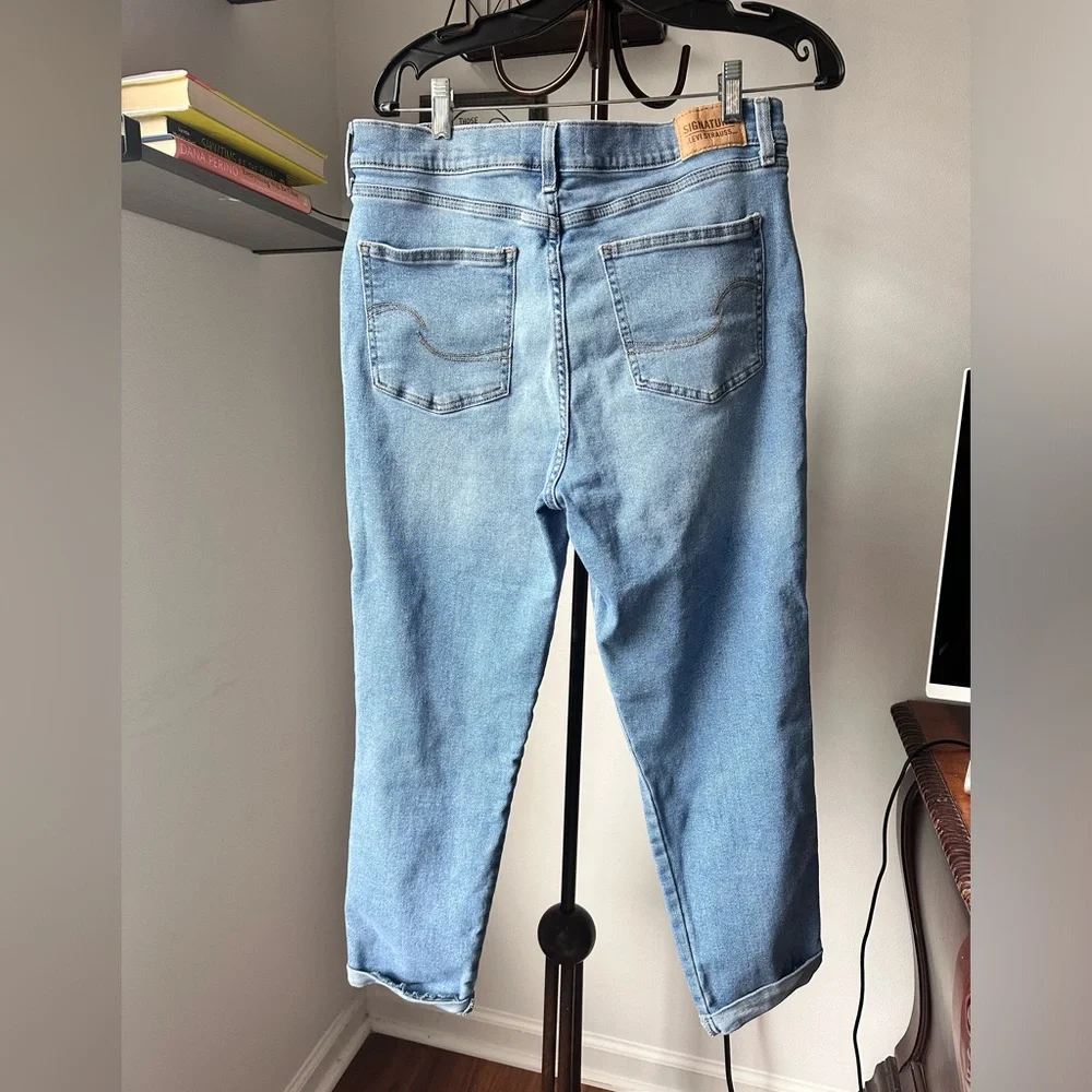 SIGNATURE LEVI HERITAGE BOYFRIEND DISTRESS KNEES WAIST 30 blue - Picture 4 of 8